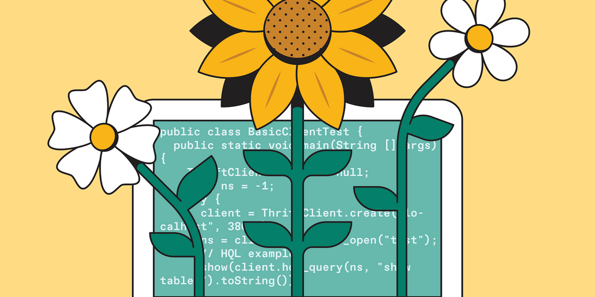 An Illustration Of Laptop With Flowers Coming Out Of The Screen.png